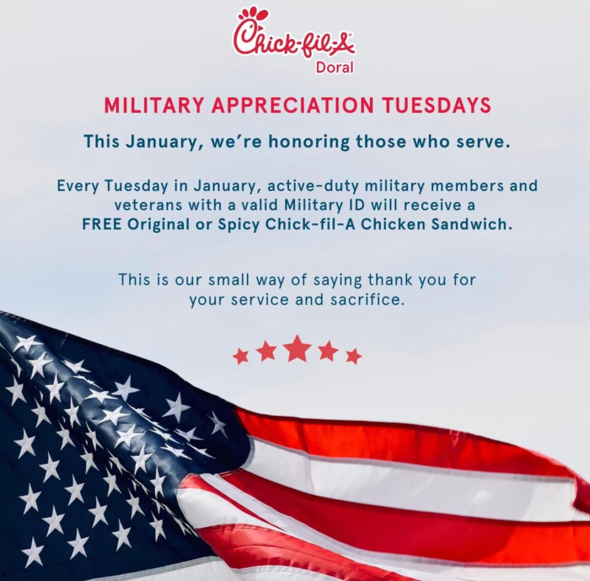 Doral Chick-Fil-A Military Appreciation Tuesdays