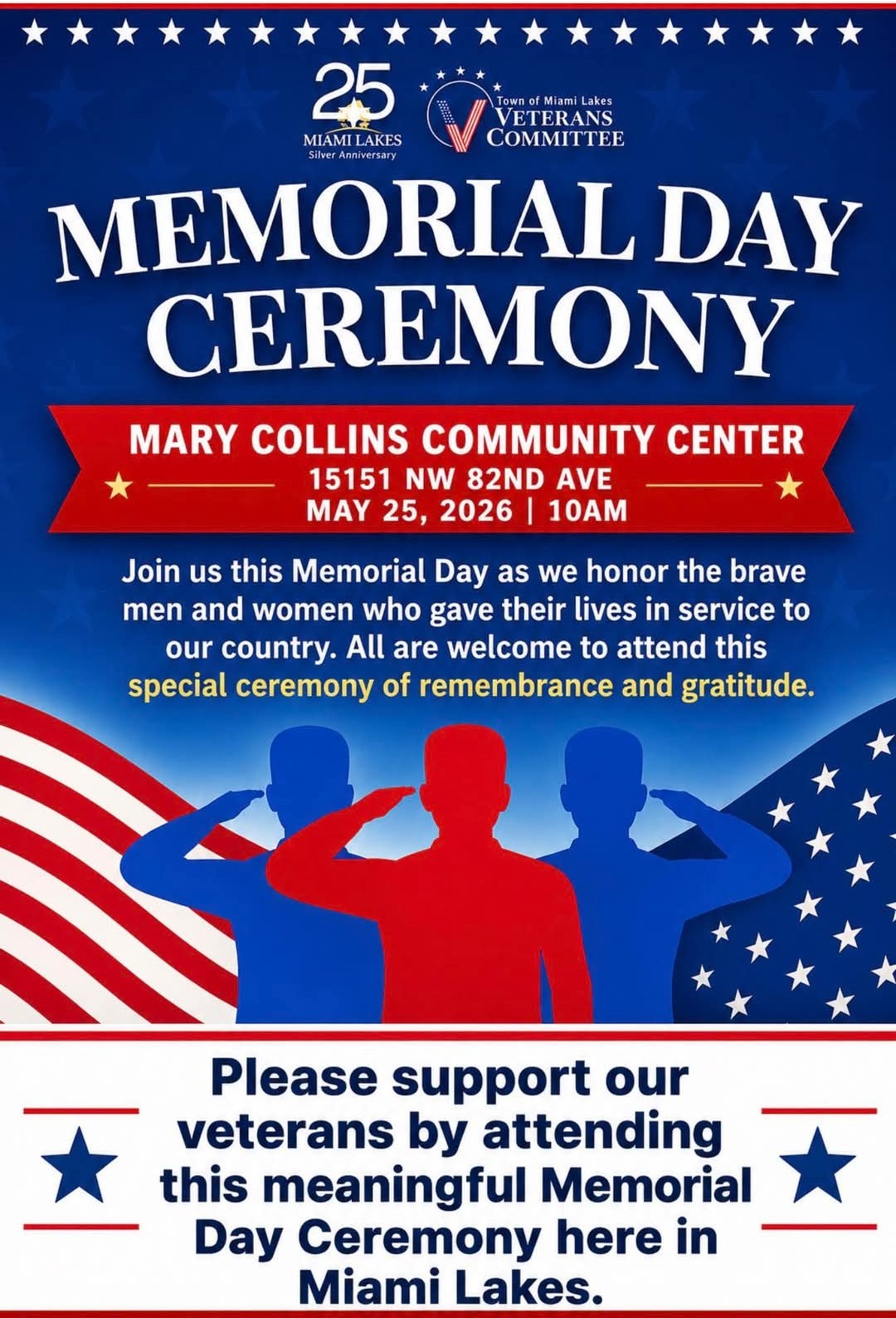 Miami Lakes,FL – Memorial Day Event
