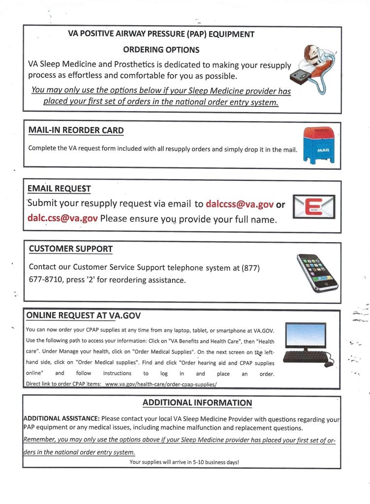 Ways to Order CPAP Supplies from the VA System 
